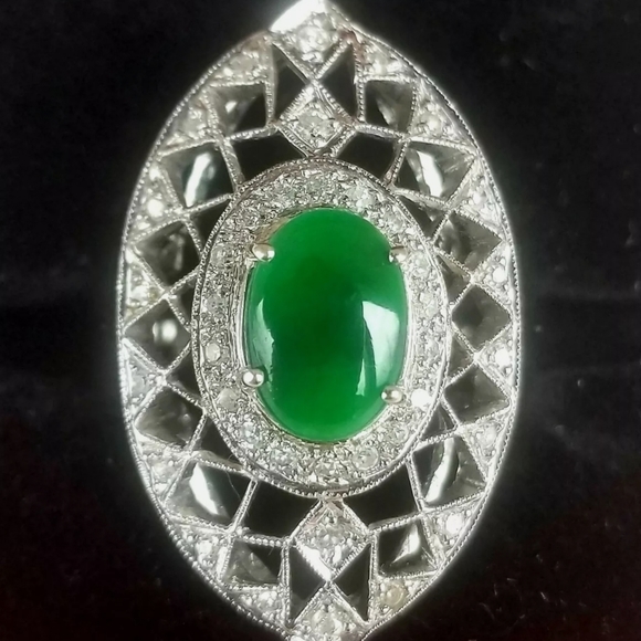 Jade Authentic Platinum Ring With Japanese… - Picture 2 of 10
